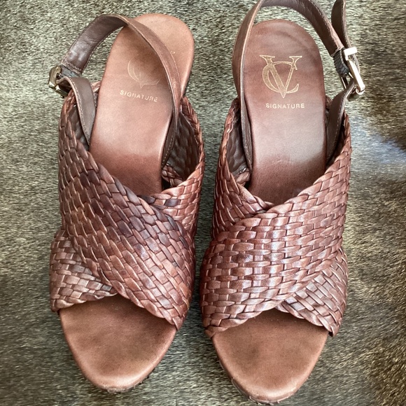 Vince Camuto Signature Vi Lenny Latigo Wrap Leather Wedges - Picture 9 of 11